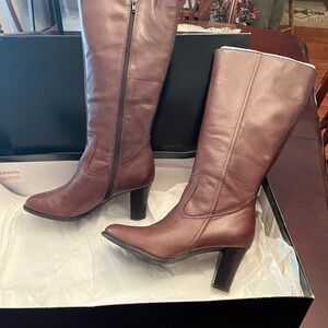a.n.a Brown Heeled Boots with Chunky Heel